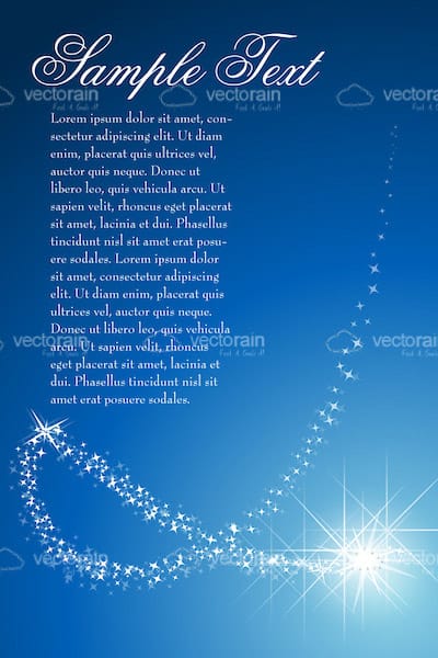 Blue Background with Shiny Stars and Sample Text